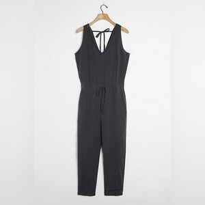 Cloth & Stone Cross Back Jumpsuit Charcoal XSmall Tie Waist Anthropologie